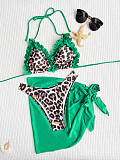 Leopard Print Lace Push-Up Sexy Bikinis Swimsuits Set CHS-6482