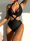 Black Hollow Out Backless Lace-up Sexy One-piece Swimwear CHS-6503
