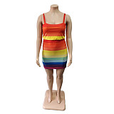 Colorful Printed Sexy Straps Large Size 5XL Skirts Set 2 Pieces GT-9107