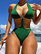 Sexy Solid Color Halter Bikini One-piece Swimwear CHS-6516