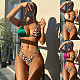 Sexy Patchwork Leopard Print Lace-up Beach Bikinis CHS-6371