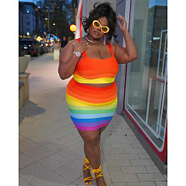Colorful Printed Sexy Straps Large Size 5XL Skirts Set 2 Pieces GT-9107