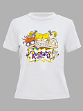 Casual Cartoon Print Large Size 5XK T-shirt DN-8020R15