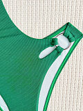 Sexy Solid Color Halter Bikini One-piece Swimwear CHS-6516
