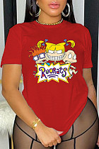 Casual Cartoon Print Large Size 5XK T-shirt DN-8020R15