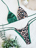 Sexy Patchwork Leopard Print Lace-up Beach Bikinis CHS-6371