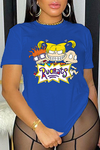 Casual Cartoon Print Large Size 5XK T-shirt DN-8020R15