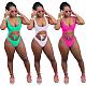 Solid Color Hollow Out Lace Up One Piece Swimsuit MDF-5211
