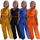 Casual Women Short Sleeve Crop Top with Wide-leg Pants Set JR-3635