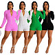 Solid Color Knitted Plaid Zipper Long Sleeve Rompers WLS-202301