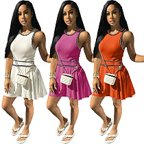 Sleeveless O Neck Pleated Tennis Tank Dresses FNN-8712