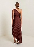 Sexy One Shoulder High Waist Solid Color Pleated Maxi Dresses RC-3125