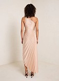Sexy One Shoulder High Waist Solid Color Pleated Maxi Dresses RC-3125