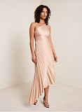 Sexy One Shoulder High Waist Solid Color Pleated Maxi Dresses RC-3125