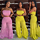 Sexy Strapless Crop Top with Patchwork Wide-le Pants 2 Pcs Sets BN-9435