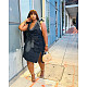 Casual Women Sleeveless Pocket Split Denim Dress GT-9128
