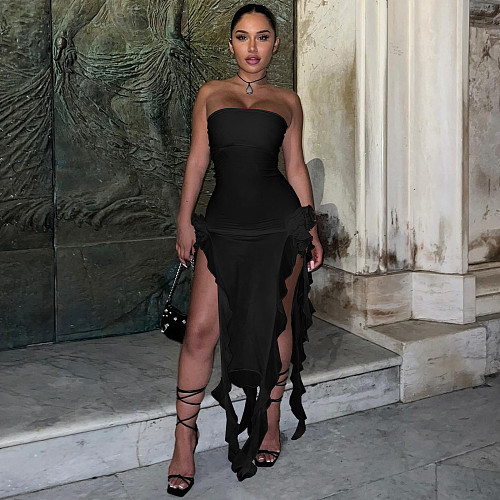 Hot Sexy Strapless Splits Maxi Dresses TE-4608