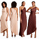 Sexy One Shoulder High Waist Solid Color Pleated Maxi Dresses RC-3125