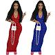 Sexy Hollow Out Broken Holes Short Sleeves Maxi Dress TE-4630
