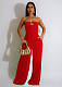 Sexy Strapless U-buckle Pockets Wide-leg Jumpsuit TE-4628