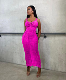 Sexy Solid Color Knitted Hollow Out Straps Beach Dress TR-1269