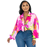 Trendy Printed Women Long Sleeves Turn-down Collar Blouse YF-10543