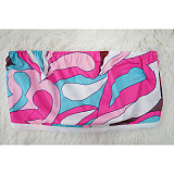 Sexy Strapless Print Crop Top with Mini Pleated Culottes 2 Pieces Set YF-10566