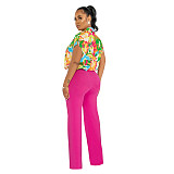 Trendy Prints Blouse with Straight Pants Two Pieces Set YF-10538