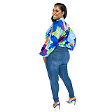 Trendy Printed Women Long Sleeves Turn-down Collar Blouse YF-10543