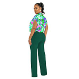 Trendy Prints Blouse with Straight Pants Two Pieces Set YF-10538