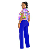 Trendy Prints Blouse with Straight Pants Two Pieces Set YF-10538