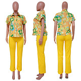 Trendy Prints Blouse with Straight Pants Two Pieces Set YF-10538