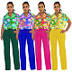 Trendy Prints Blouse with Straight Pants Two Pieces Set YF-10538
