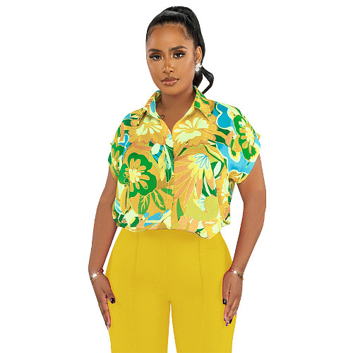 Trendy Prints Blouse with Straight Pants Two Pieces Set YF-10538