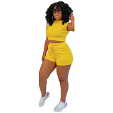 Solid Color Sleeveless T-shirt with Shorts Sporty Sets SFY-2168