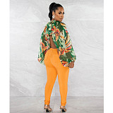 Trendy Print Batwing Sleeves Chiffon Tops ASL-6690