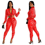 Trendy Mesh Hot Drill Long Sleeves Length Pants Set 2 Pieces BY-6549