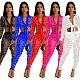 Trendy Mesh Hot Drill Long Sleeves Length Pants Set 2 Pieces BY-6549