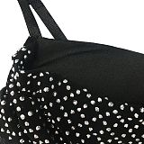 Black Mesh Hot Drill Straps Length Pants Sets Two Pieces BY-6540