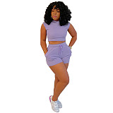 Solid Color Sleeveless T-shirt with Shorts Sporty Sets SFY-2168