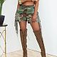 Women Broken-holes Tassel Camouflage Shorts LSD-83237