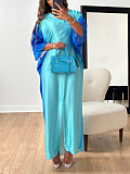 Gradient Color V-neck Batwing Sleeves Loose Split Maxi Dress ANDI-1540