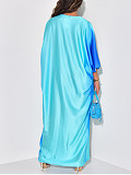 Gradient Color V-neck Batwing Sleeves Loose Split Maxi Dress ANDI-1540