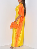 Gradient Color V-neck Batwing Sleeves Loose Split Maxi Dress ANDI-1540