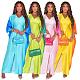 Gradient Color V-neck Batwing Sleeves Loose Split Maxi Dress ANDI-1540