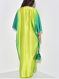 Gradient Color V-neck Batwing Sleeves Loose Split Maxi Dress ANDI-1540