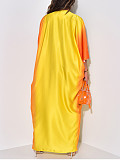 Gradient Color V-neck Batwing Sleeves Loose Split Maxi Dress ANDI-1540