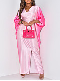 Gradient Color V-neck Batwing Sleeves Loose Split Maxi Dress ANDI-1540