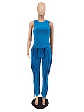 Tank Top and Tassel Side Straight Pants 2 Piece Set ZAND-31230