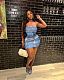Sexy Strapless Denim Print Package Hips Mini Dress SHANM-6173